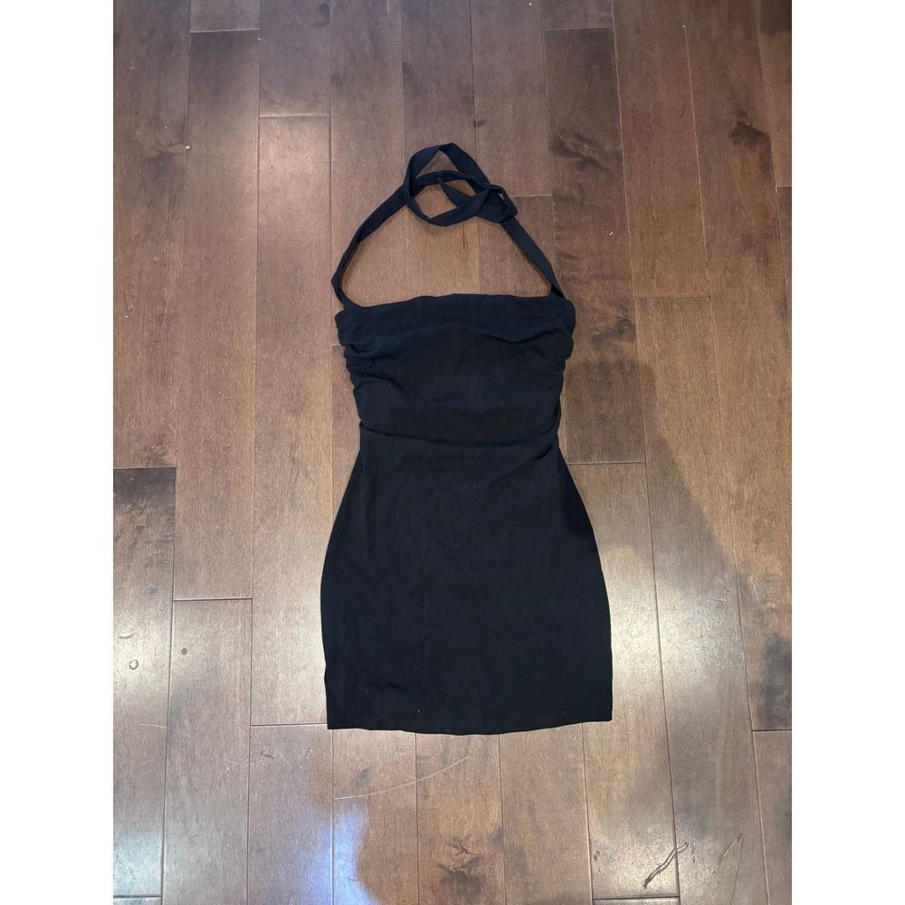 Black Halter Neck Mini Dress Bodycon Stretch Sleeveless Party Night Out Dress